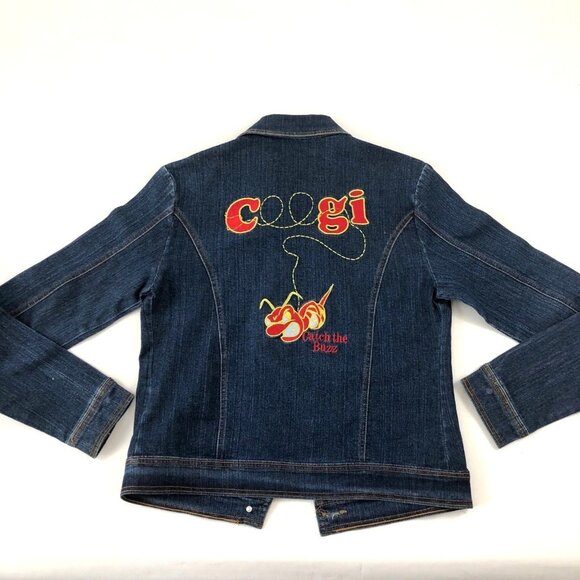 Coogi Denim Jacket Teen Youth Catch The Buzz Bumblebee Red Yellow Size XL - Picture 3 of 12